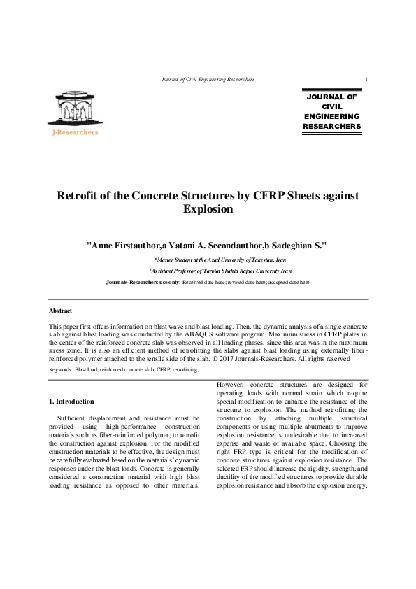 (PDF) Retrofit of the Concrete Structures by CFRP Sheets against Explosion