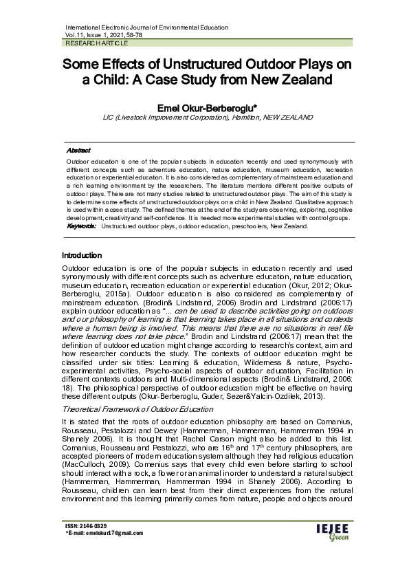 (PDF) Some Effects of Unstructured Outdoor Plays on a Child: A Case ...