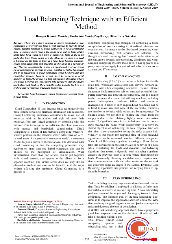 (PDF) Load Balancing Technique with an Efficient Method