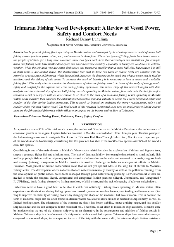 (PDF) Trimaran Fishing Vessel Development: A Review of Vessel Power ...