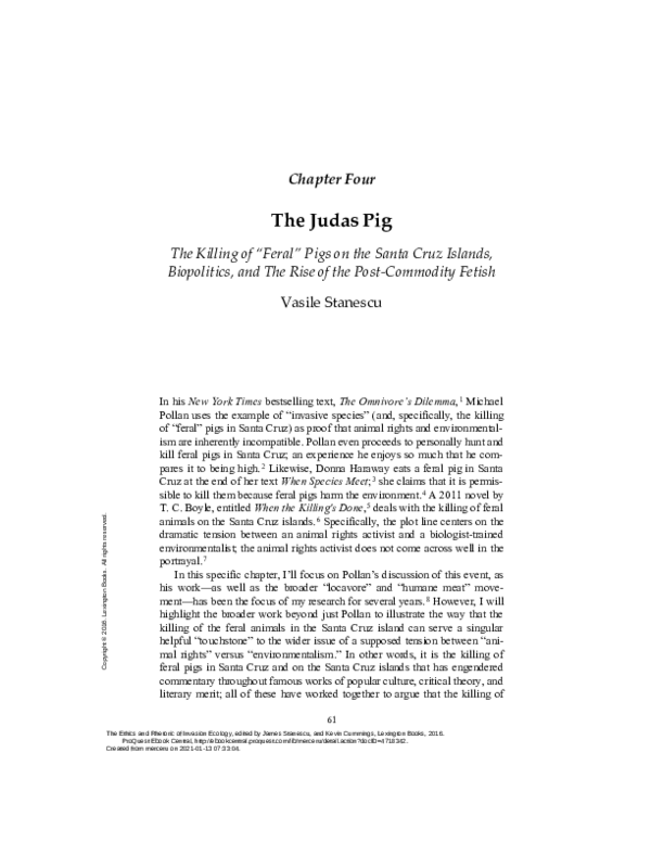 (PDF) The Judas Pig The Killing of “Feral” Pigs on the Santa Cruz
