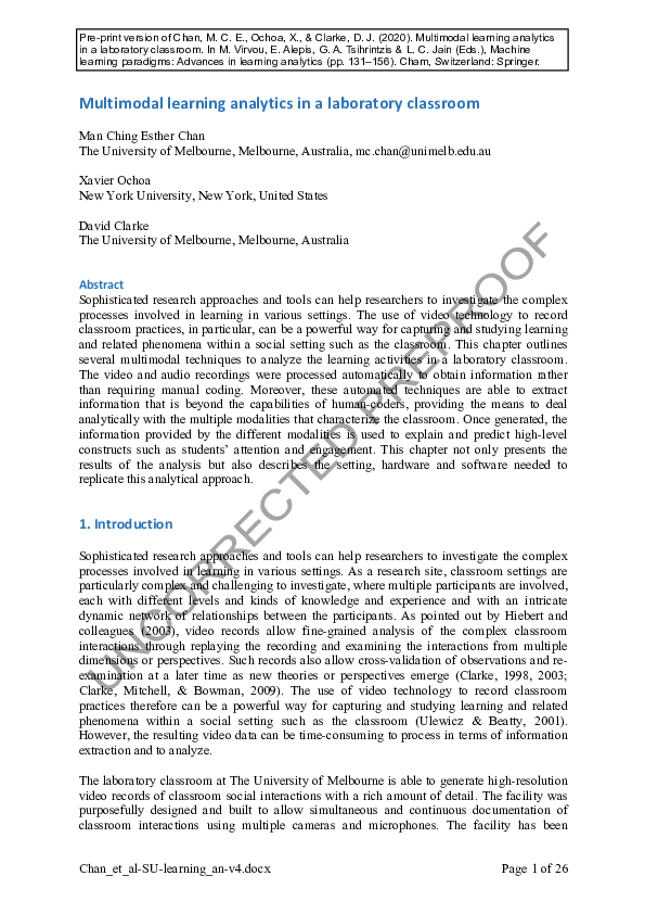 (PDF) Multimodal learning analytics in a laboratory classroom