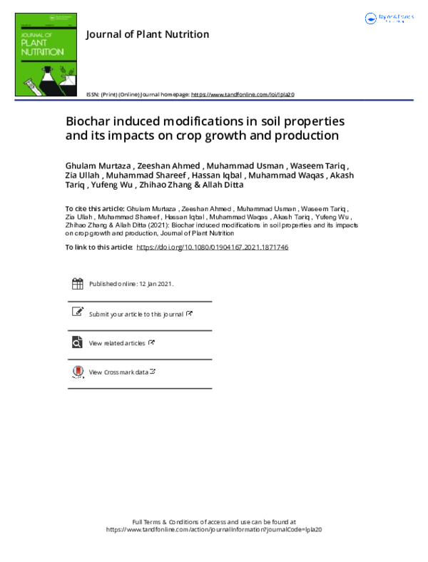 (PDF) Biochar induced modifications in soil properties and its impacts ...