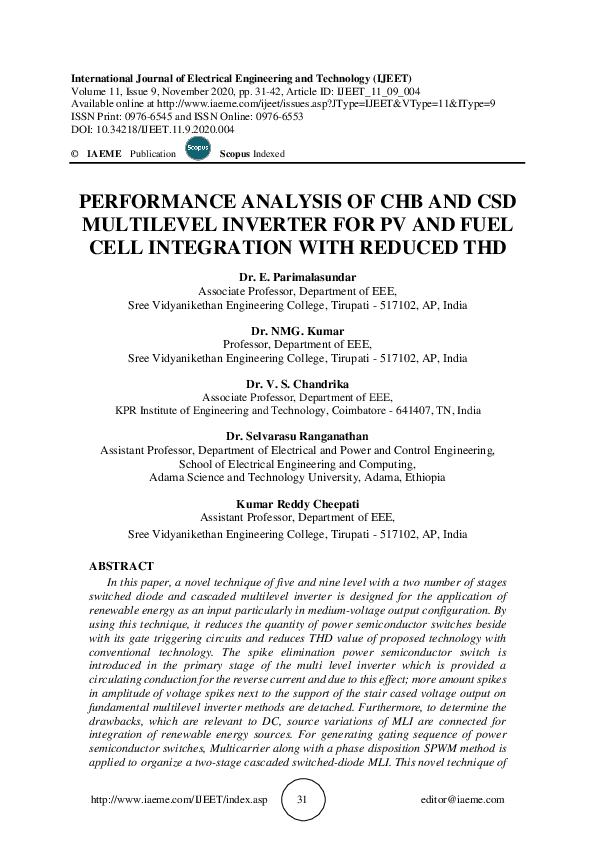 (PDF) Performance Analysis of Chb and Csd Multilevel Inverter for Pv ...
