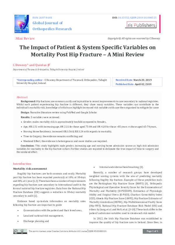 (PDF) The Impact of Patient & System Specific Variables on Mortality ...