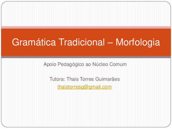 (PDF) Apoio Pedagógico ao Núcleo Comum Gramática Tradicional -Morfologia