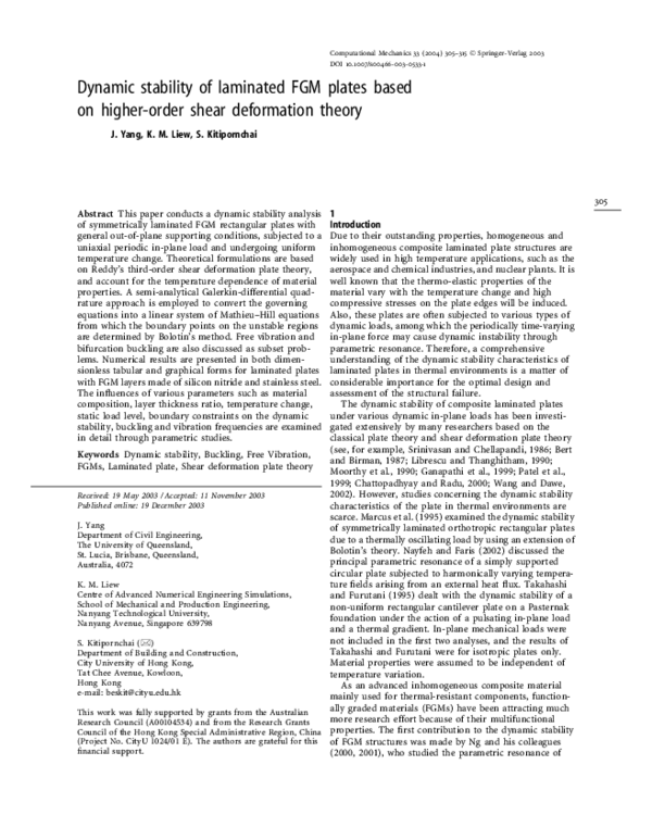 (PDF) Dynamic stability of laminated FGM plates based on higher-order ...