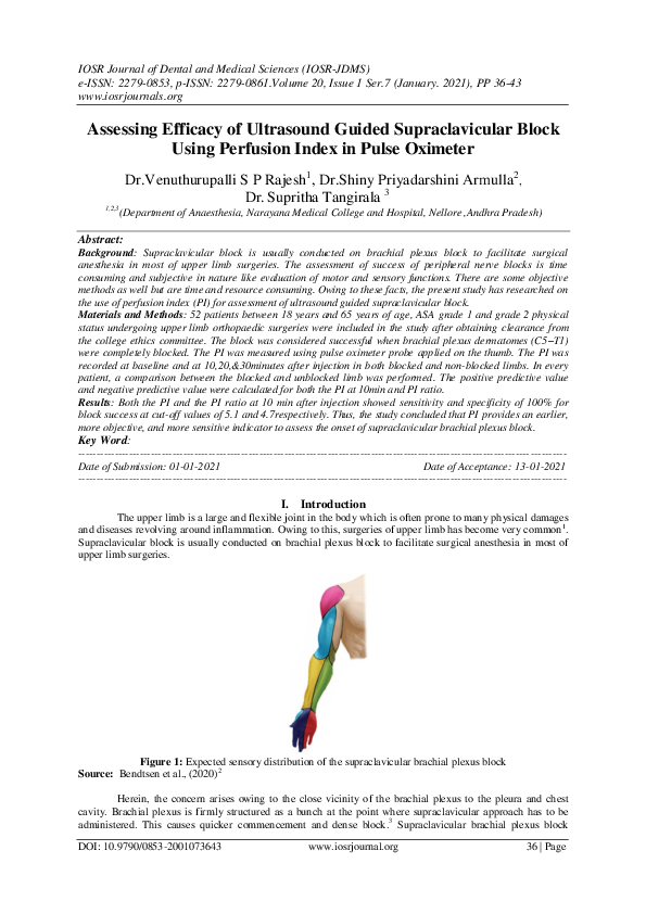 (PDF) Assessing Efficacy of Ultrasound Guided Supraclavicular Block ...
