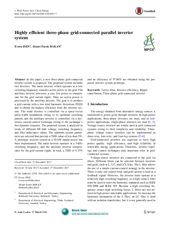 (PDF) Highly efficient three phase grid connected parallel inverter