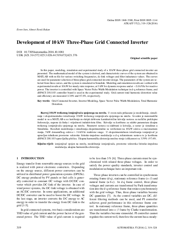 (PDF) Development of 10kW Three-Phase Grid Connected Inverter