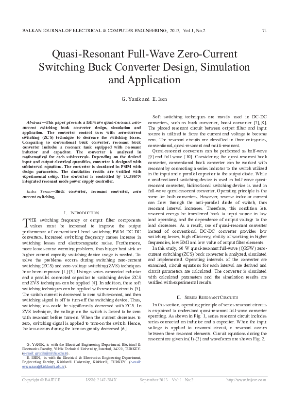 (PDF) Quasi Resonant Full Wave Zero Current Switching Buck Converter ...