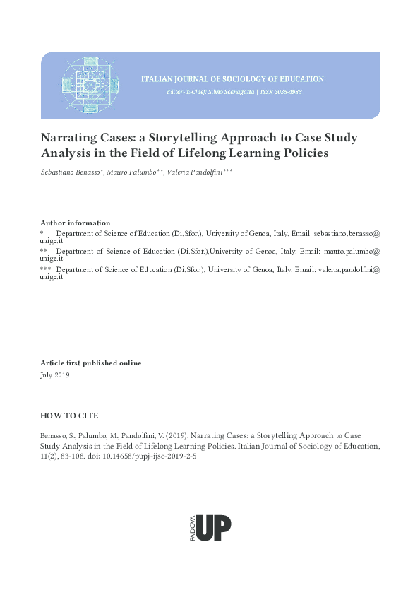 (PDF) Narrating Cases: a Storytelling Approach to Case Study Analysis ...