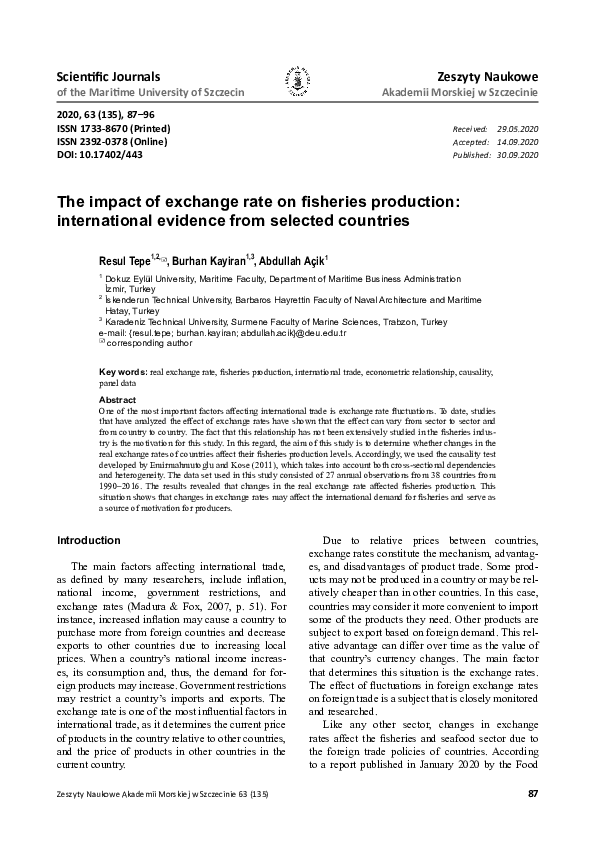(PDF) The impact of exchange rate on fisheries production ...