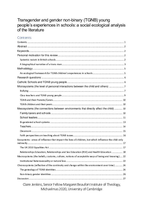 (PDF) The experiences of TGNC young people in schools 15012021 002 KCcj ...