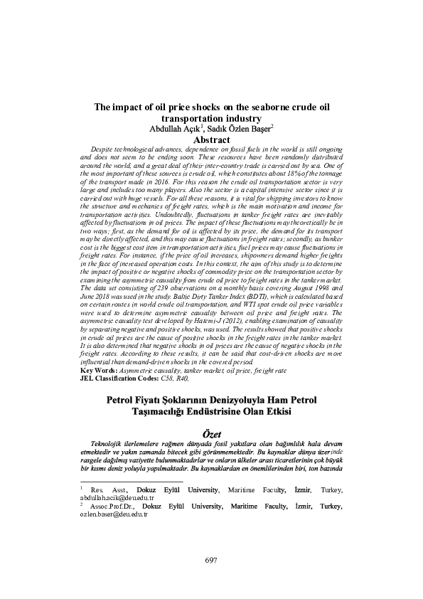 (PDF) The impact of oil price shocks on the seaborne crude oil ...