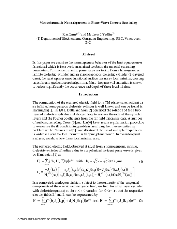 (PDF) Monochromatic nonuniqueness in plane-wave inverse scattering