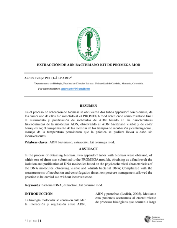 (PDF) EXTRACCIÓN DE ADN BACTERIANO KIT DE PROMEGA MOD Andrés Polo (PDF) EXTRACCIÓN DE ADN BACTERIANO KIT DE PROMEGA MOD Andrés Polo