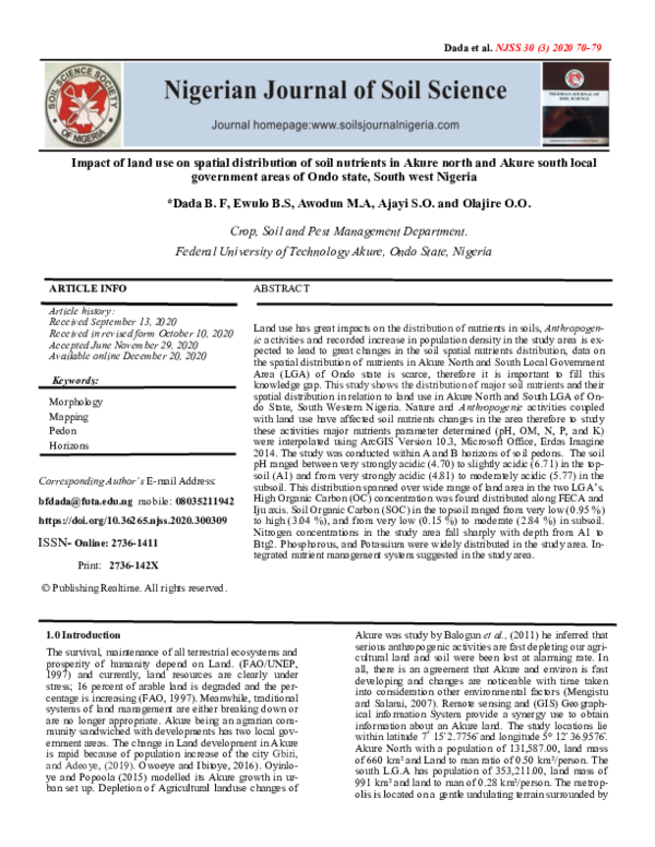 (PDF) Impact of land use on spatial distribution of soil nutrients in ...
