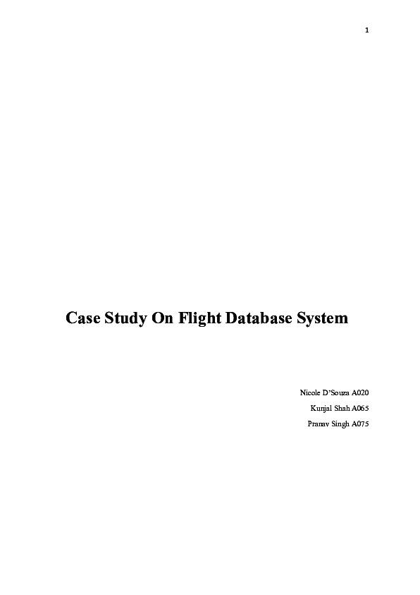 (PDF) Case Study On Flight Database System