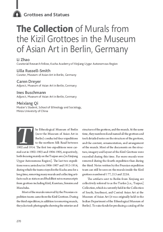 (PDF) Translation The Collection of Murals from the Kizil Grottoes