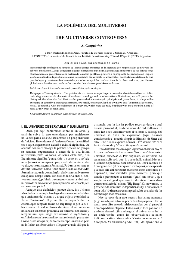 (PDF) La polémica del multiverso || The multiverse controversy