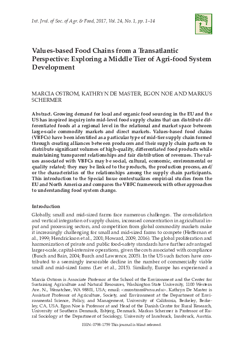 (PDF) Values-based Food Chains from a Transatlantic Perspective ...