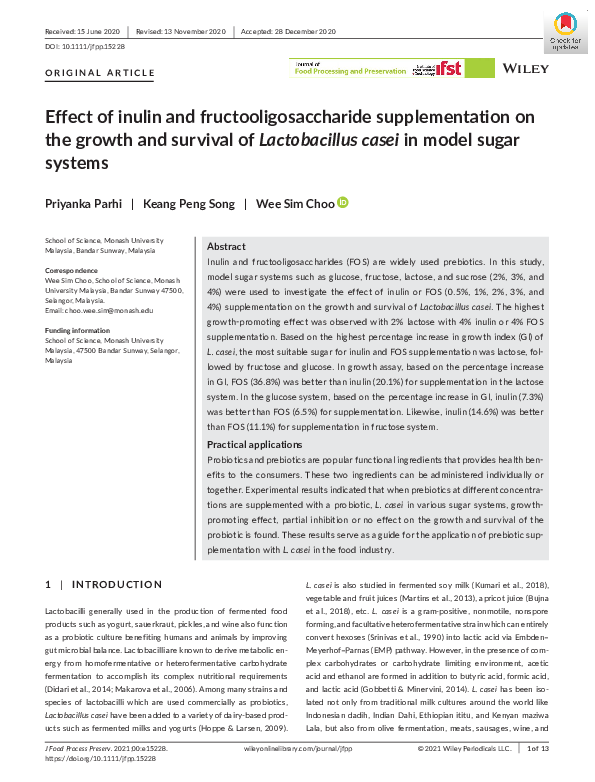 (PDF) Effect of inulin and fructooligosaccharide supplementation on the ...