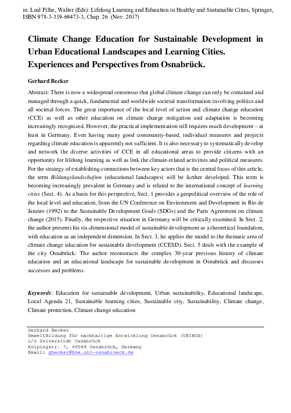 (PDF) Climate Change Education for Sustainable Development in Urban ...