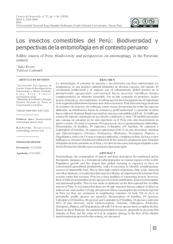 (PDF) Insectos comestibles en Peru