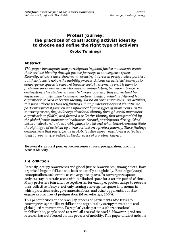 (PDF) Protest journey the practices of constructing activist identity