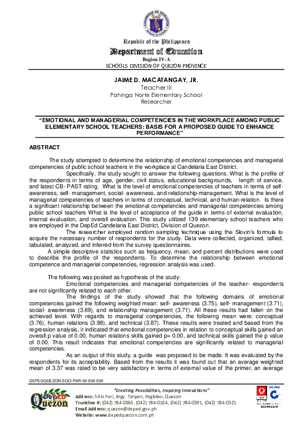 (PDF) " Republic of the Philippines Department of Education Region IV-A ...