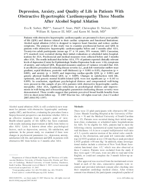 (PDF) Depression, Anxiety, and Quality of Life in Patients With ...