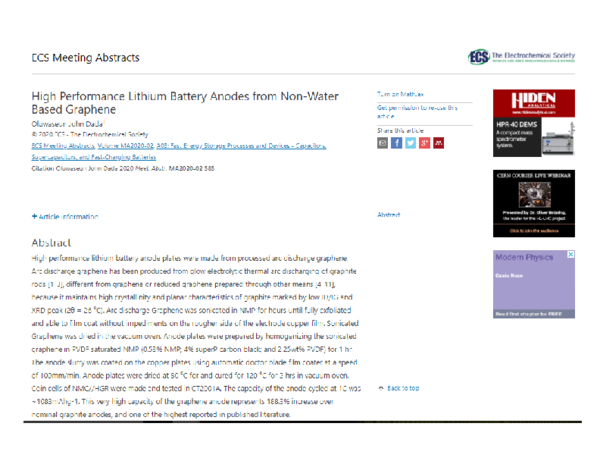 (PDF) High Performance Lithium Battery Anodes from Non-Water Based Graphene