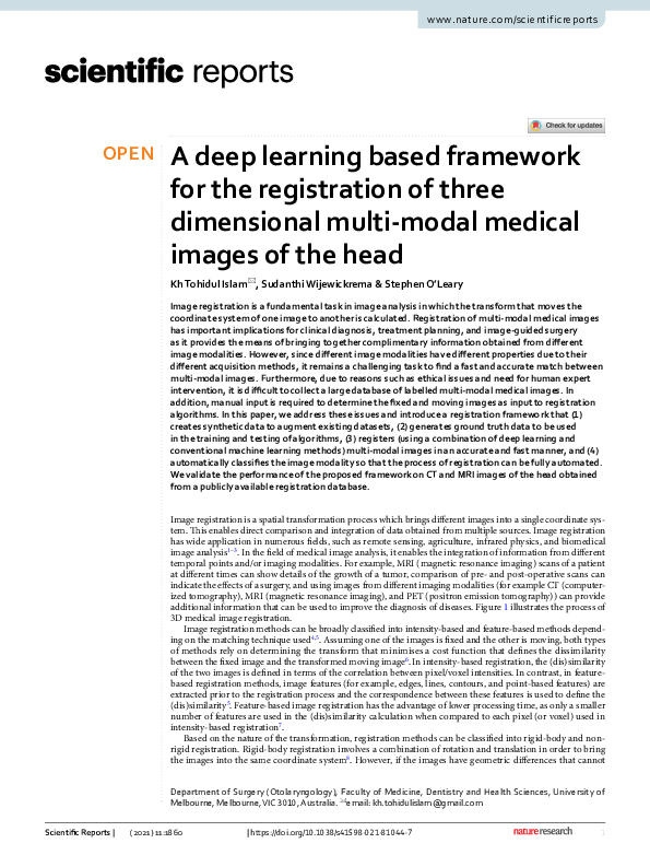 (PDF) A deep learning based framework for the registration of three ...
