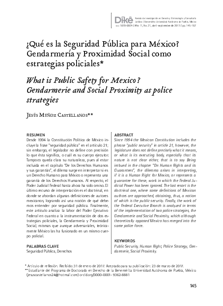 (PDF) Qué es la Seguridad Pública para México? Gendarmería y Proximidad ...