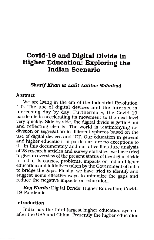 (PDF) Covid-19 and Digital Divide in Higher Education : Exploring the ...