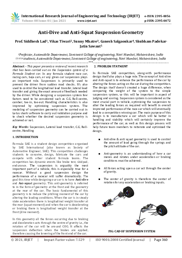 (PDF) IRJET AntiDive and AntiSquat Suspension Geometry IRJET