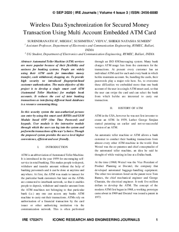 (PDF) Wireless Data Synchronization for Secured Money Transaction Using ...