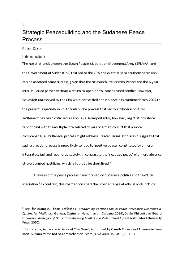 (PDF) Strategic Peacebuilding and the Sudanese Peace Process