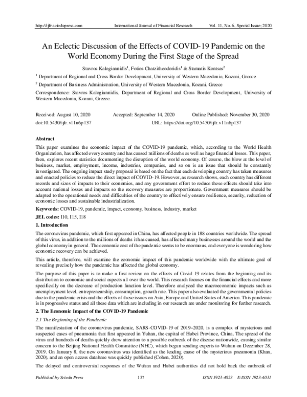 (PDF) Αn Eclectic Discussion of the Effects of COVID-19 Pandemic on the ...