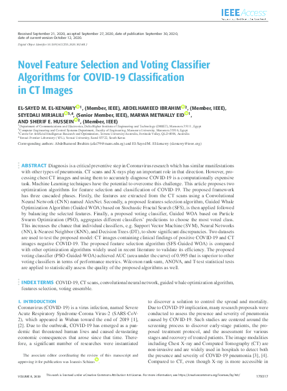 (PDF) Novel Feature Selection and Voting Classifier Algorithms for ...