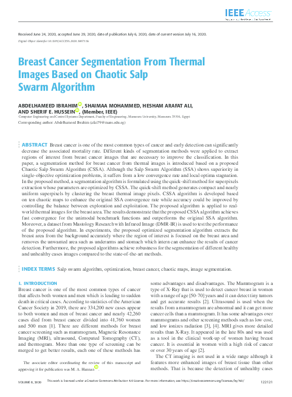 (PDF) Breast Cancer Segmentation From Thermal Images Based on Chaotic ...