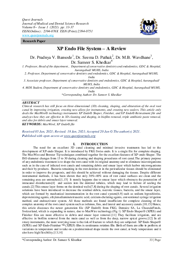 (PDF) XP Endo File System -A Review