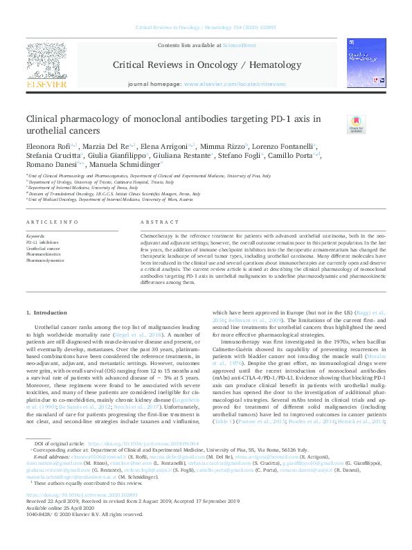 (PDF) Clinical pharmacology of monoclonal antibodies targeting PD-1 ...