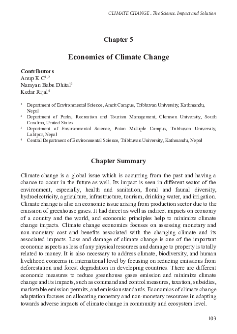 (PDF) Economics of Climate Change Chapter