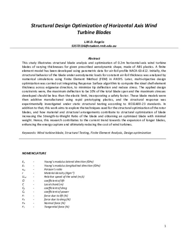 (PDF) Structural Design Optimization of Horizontal Axis Wind Turbine Blades