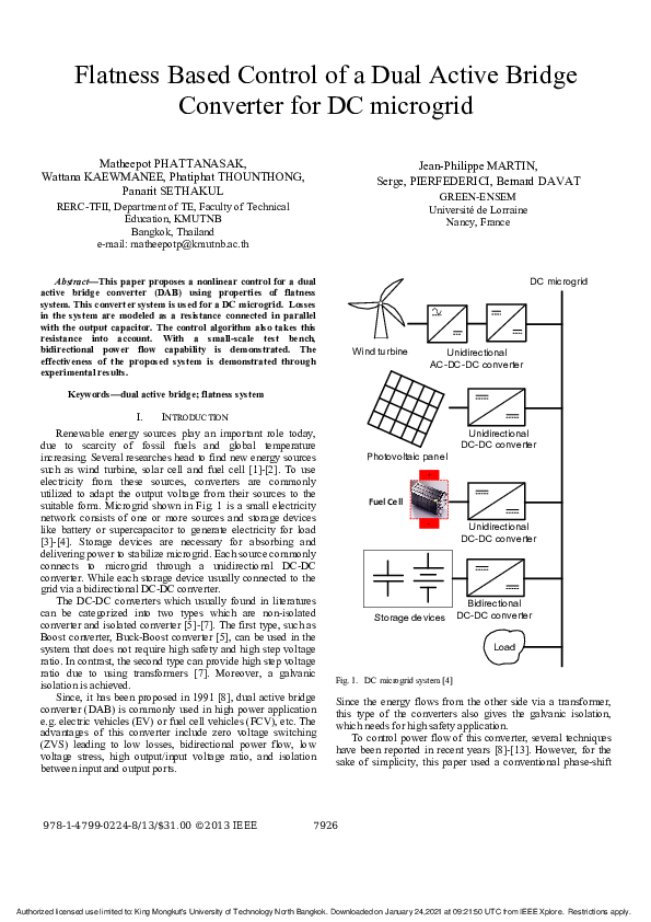 (PDF) Flatness Based Control of a Dual Active Bridge Converter for DC ...
