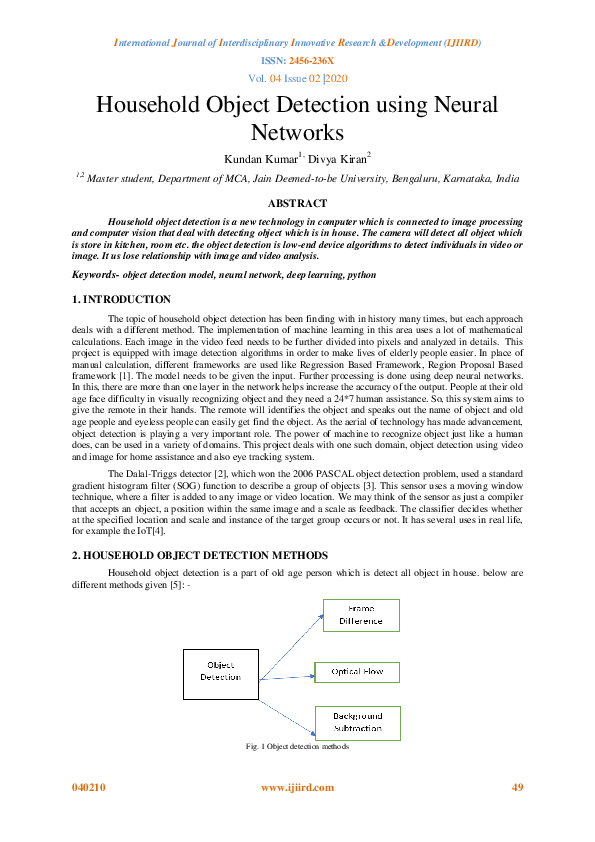 (PDF) Household Object Detection using Neural Networks