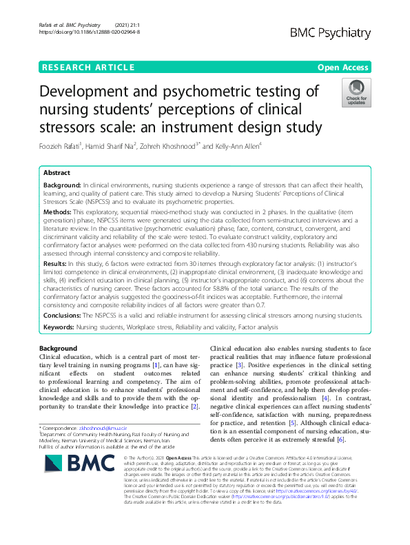 (PDF) Development and psychometric testing of nursing students ...