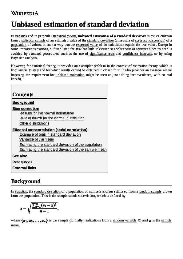 (PDF) Unbiased estimation of standard deviation Paul Muljadi